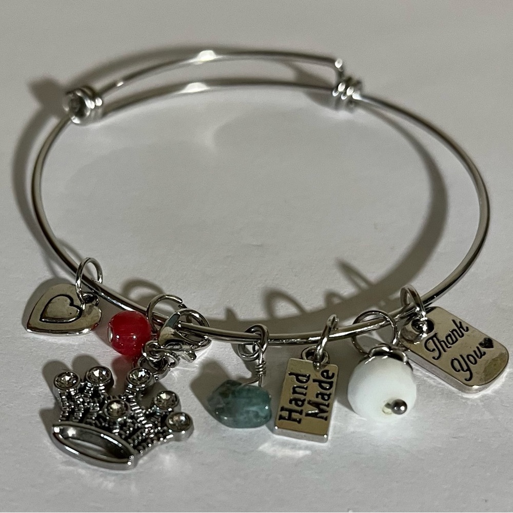 Queen Of Your Own Journey: Handcrafted Charm Bangle Bracelet
